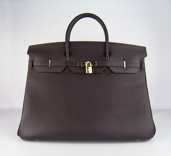 Hermes Birkin 40Cm Togo Leather Handbags Dark Coffee Gold